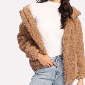 Tan Teddy Coat with pockets